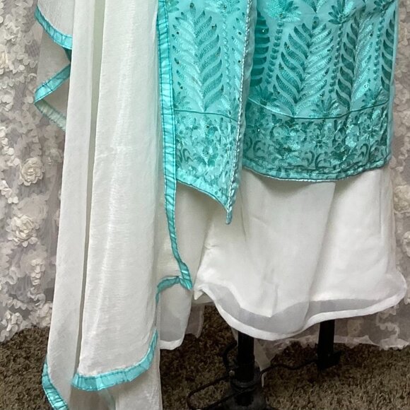 Mint Green Salwar Kameez Suit Set - Picture 3 of 13